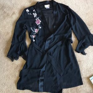 Embroidered sheer robe